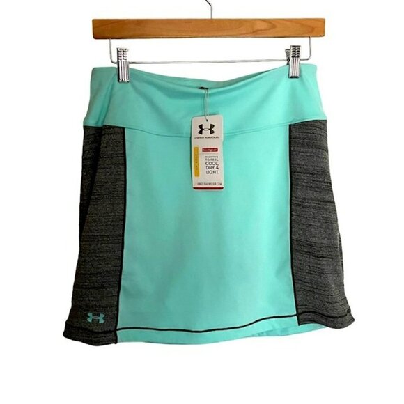 NWT Under Armour Heat Gear Semi Fitted Light Green & Grey Golf Skort Medium - Picture 1 of 5